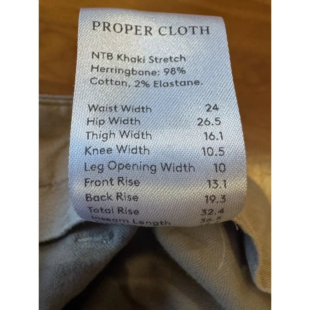 Proper Cloth Men's Khaki Stretch Herringbone Cargo Pants 46/48 X‎ 36.5